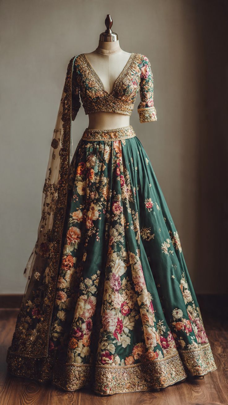 green embroidered designer lehenga set green embroidered designer lehenga set